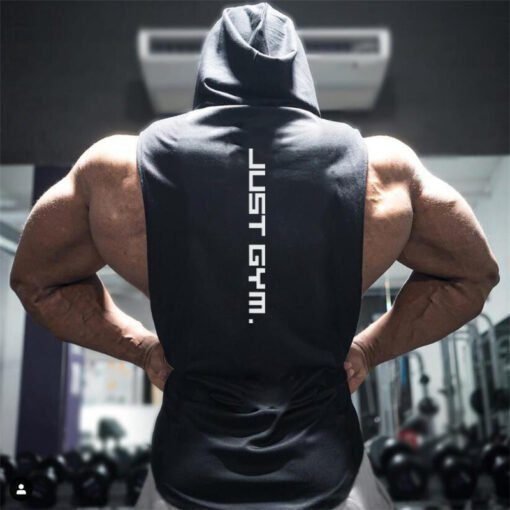 Chaleco deportivo con capucha para hombre, ropa holgada - Image 4