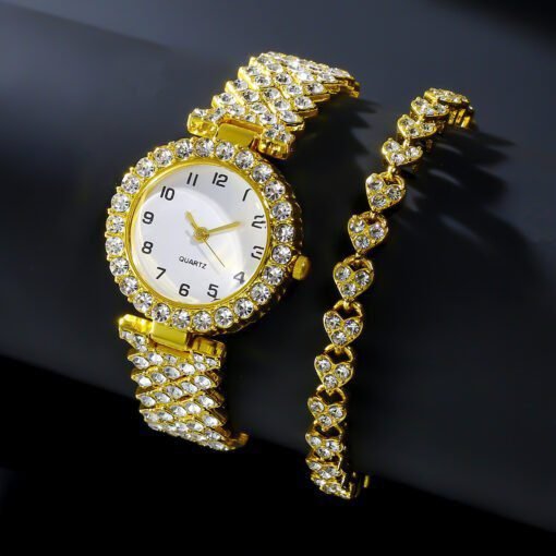 Joyería de moda 2 piezas de lujo de moda para mujeres Conjunto de reloj Correa de plata Reloj de pulsera de cuarzo para damas - Image 5