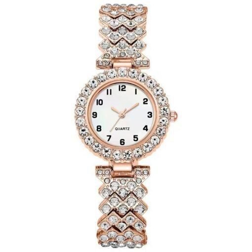 Joyería de moda 2 piezas de lujo de moda para mujeres Conjunto de reloj Correa de plata Reloj de pulsera de cuarzo para damas - Image 3