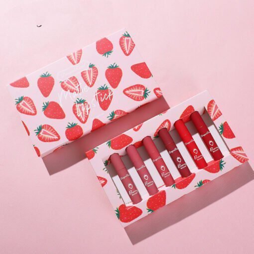 Caja de 6 piezas Strawberry Set Lip Gloss Taza antiadherente - Image 2