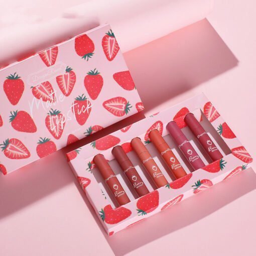 Caja de 6 piezas Strawberry Set Lip Gloss Taza antiadherente