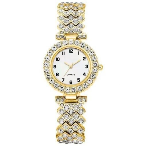 Joyería de moda 2 piezas de lujo de moda para mujeres Conjunto de reloj Correa de plata Reloj de pulsera de cuarzo para damas - Image 2