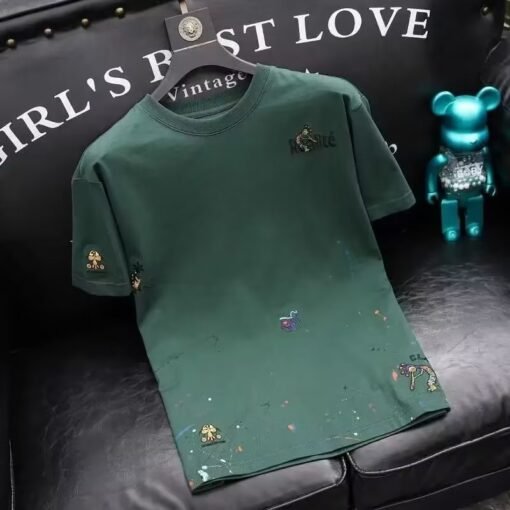 Camiseta bordada de cuello redondo para hombre