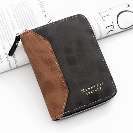 Cartera vertical de cadena corta para hombre con tarjetero y acabado esmerilado - Image 3