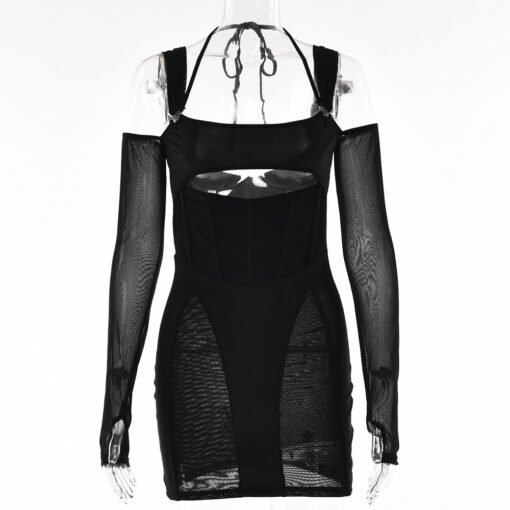 Vestido ajustado de cabestrillo para mujer falda de cadera - Image 2