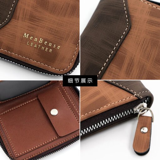 Cartera vertical de cadena corta para hombre con tarjetero y acabado esmerilado - Image 2