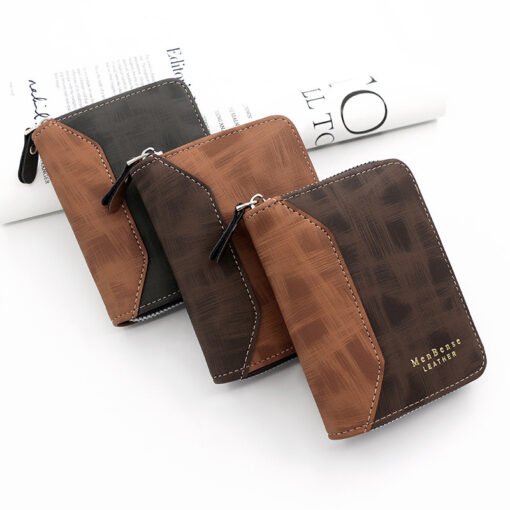 Cartera vertical de cadena corta para hombre con tarjetero y acabado esmerilado - Image 4