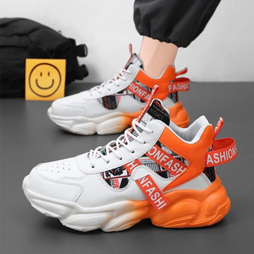 Zapatillas deportivas de caña alta para hombre casuales con cordones y bloques de colores
