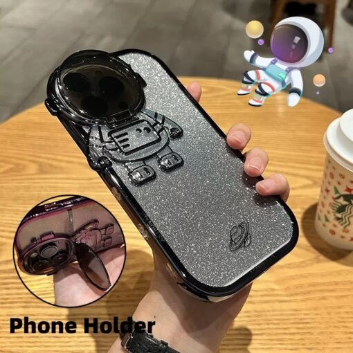 Funda de teléfono con soporte para cámara de astronauta