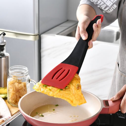 Espátula para freír 3 en 1, pinza de silicona para alimentos, pinza para freír panqueques, pala, espátulas ranuradas - Image 2