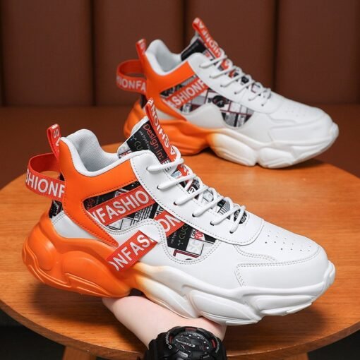 Zapatillas deportivas de caña alta para hombre casuales con cordones y bloques de colores - Image 3