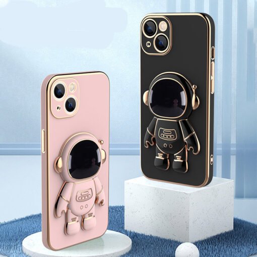 Funda para teléfono con diseño de astronauta en 3D y soporte galvanizado anticaídas - Image 3