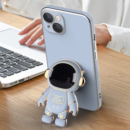 Funda para teléfono con diseño de astronauta en 3D y soporte galvanizado anticaídas