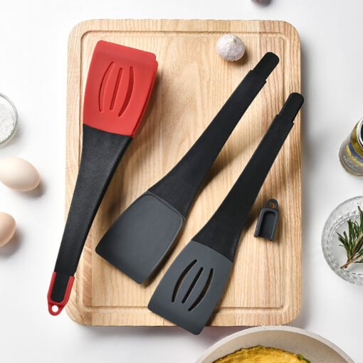 Espátula para freír 3 en 1, pinza de silicona para alimentos, pinza para freír panqueques, pala, espátulas ranuradas - Image 9
