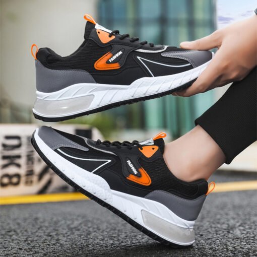Tenis deportivos con bloques de color, de moda, transpirables, con cordones, de malla, para hombre - Image 10