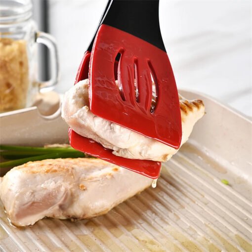 Espátula para freír 3 en 1, pinza de silicona para alimentos, pinza para freír panqueques, pala, espátulas ranuradas - Image 4