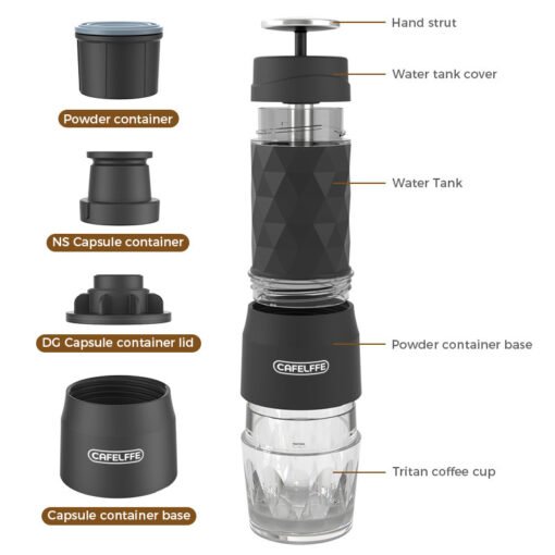 Cafetera portátil de prensa manual para viajes, tres en uno - Image 2