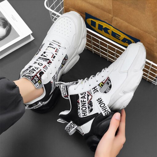 Zapatillas deportivas de caña alta para hombre casuales con cordones y bloques de colores - Image 5
